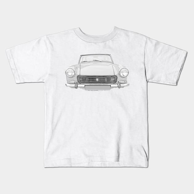 Austin Healey Sprite MkIV 1960s British classic car monochrome Kids T-Shirt by soitwouldseem